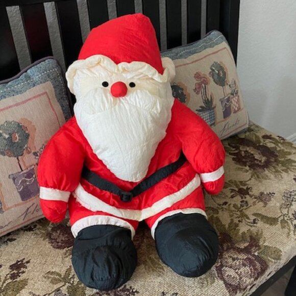 Soft Squishy STUFFED sitting SANTA CLAUS * Parachute material * LARGE 20" * EUC - Picture 2 of 11